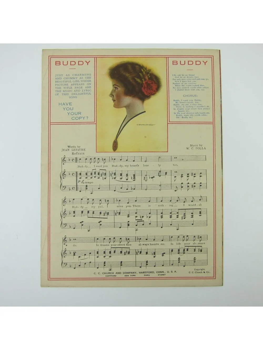 Dear Heart Sheet Music Jean LeFavre WC Polla Willard Goldsmith Antique 1919